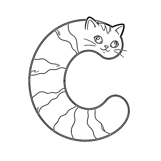 letter C with cat