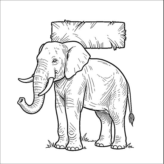 letter E with elephant