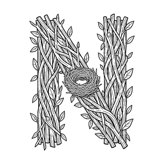letter N with nest