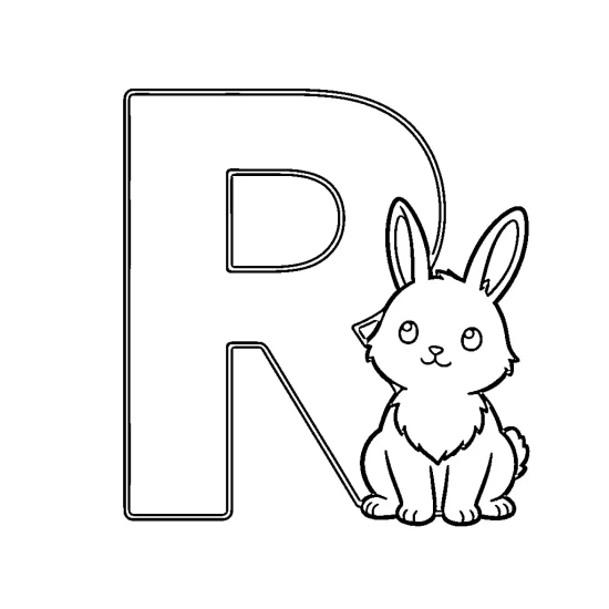 letter R with rabbit