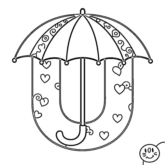letter U with umbrella