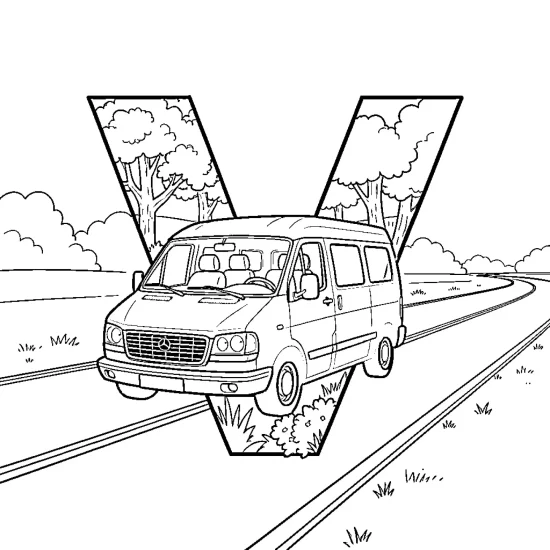 letter V with van